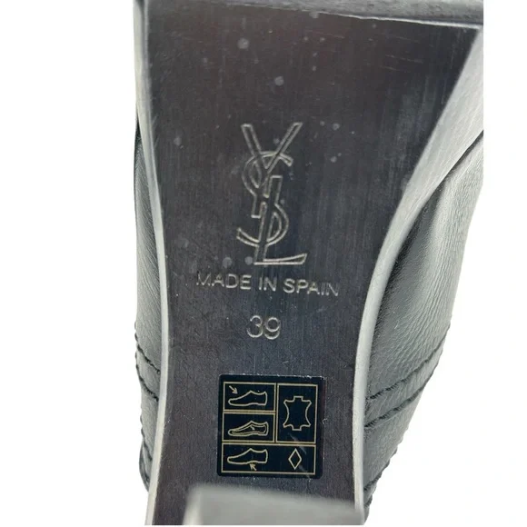 YSL Yves Saint Laurent Black Leather Open Toe Platform Mules – Size 39/EU - Picture 8 of 8